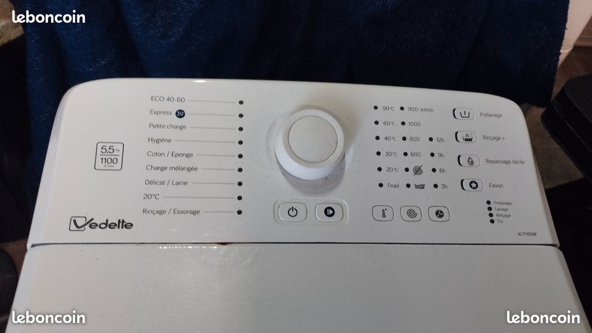 Lot De 3 Boutons De Commande VEDETTE VLF6142 Pour Machine à Laver - Blanc - Occasion Fonctionnel