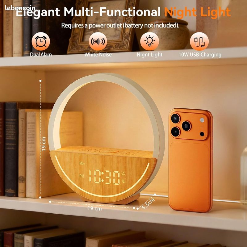 Réveil Numérique LED Cube 8cm Avec Veilleuse – Pour Enfant, Multicolore