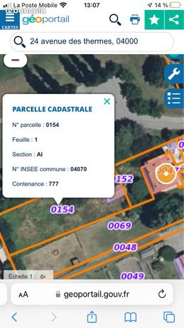 Terrain constructible 777m2 plat Digne les bains