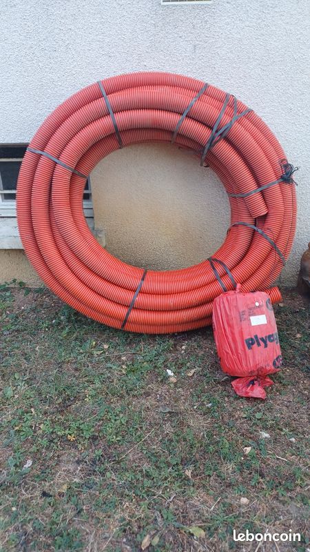 Bobine gaine rouge électrique 75 mm longueur 25m + grillage avertisseur + chute (image 1)