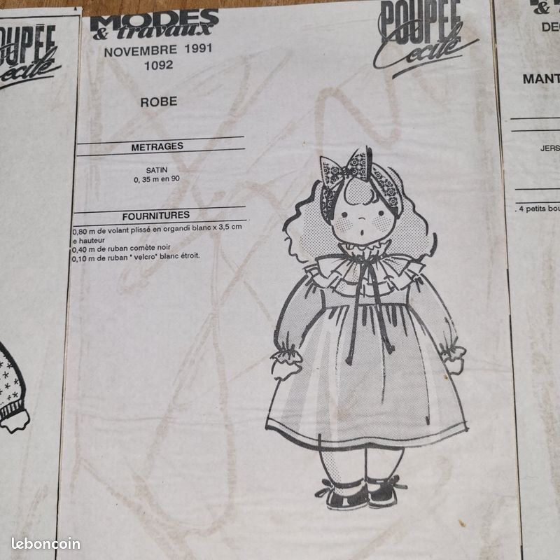 Patron De Couture Poupée Modes Et Travaux Octobre 2019 - Non Découpé, Complet, Occasion