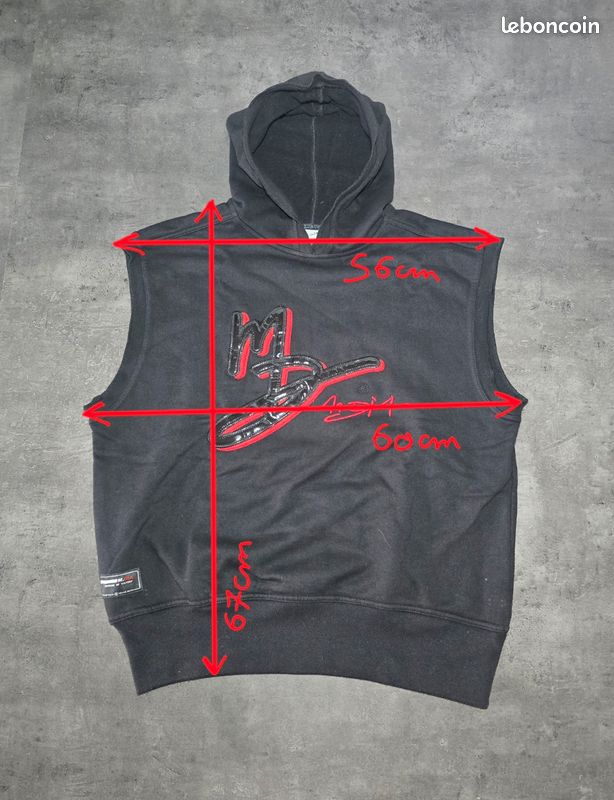 Sweat pull à capuche sans manches noir taille M Vêtements