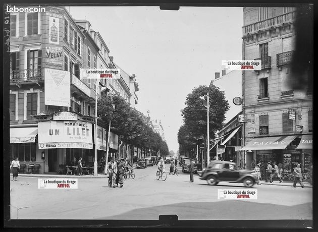 Plaque verre photo ancienne négatif noir et blanc 13x18cm parc public