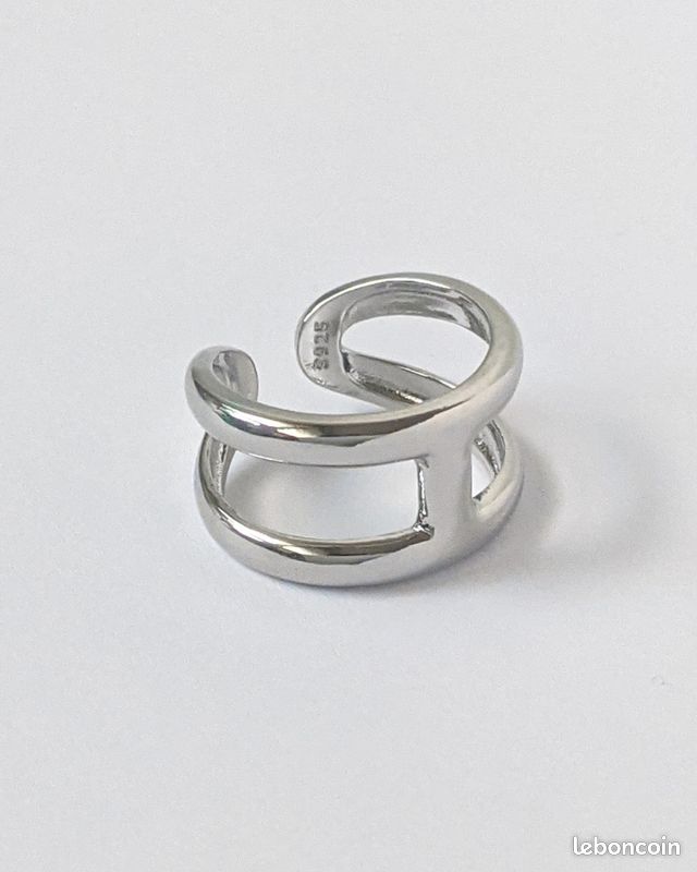 Bague Lettre H En Argent 925 - Anneau Réglable - Cadeau Tendance - Neuf Avec étiquette