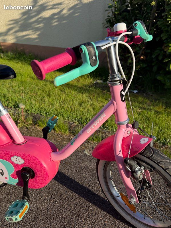 SUPFINE 14 Pouces Vélo Enfant avec Panier et Roues Stabilisatrices - en acier - Bicyclette pour