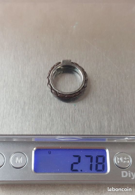 Ancienne bague, en argent massif et corde, vintage (image 5)