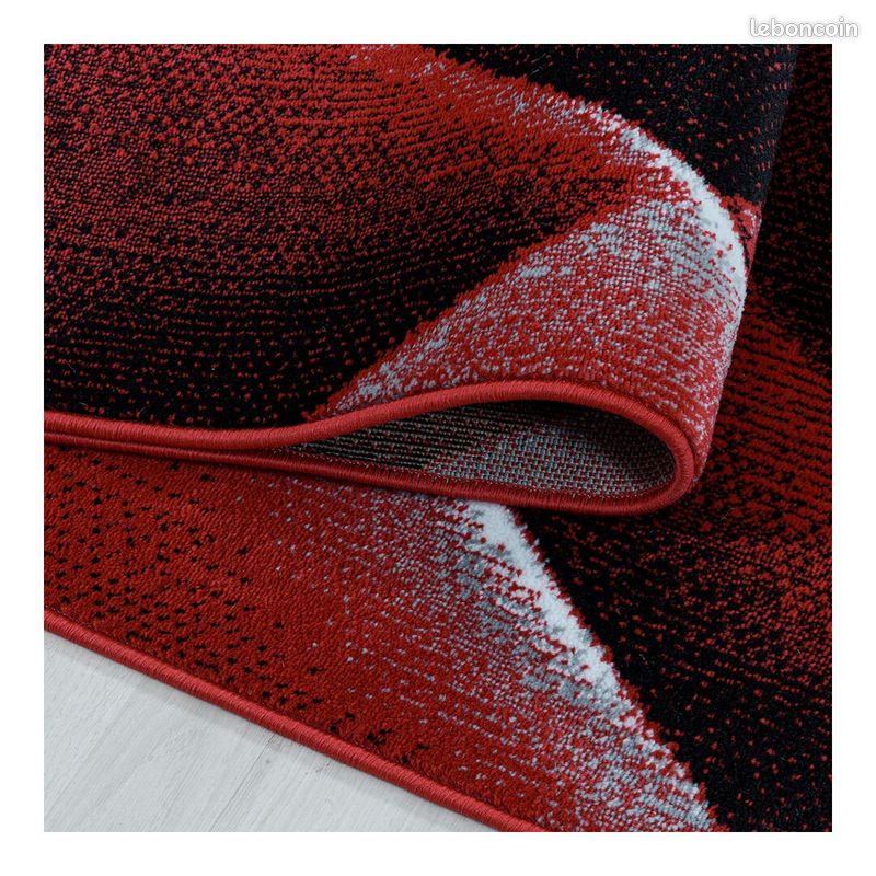 Tapis design graphique à courtes mèches Choucas Rouge 80x250 (image 5)