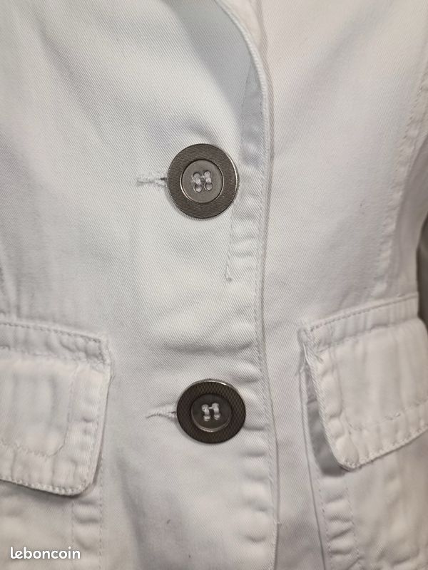 Veste blanche en jean femme T36 Neuve DUF77 (image 3)