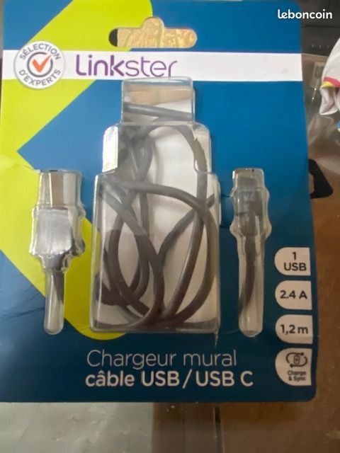 Chargeur mural câble USB /USB C neuf (image 1)