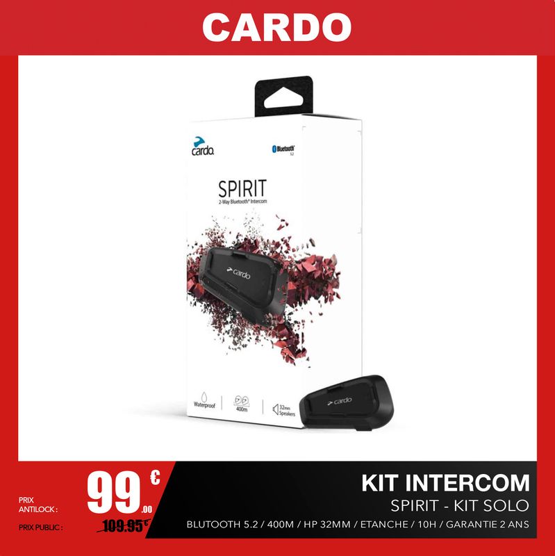 Kit bluetooth intercom Cardo spirit – Solo ou Duo – Garantie 2 ans -  Équipement moto