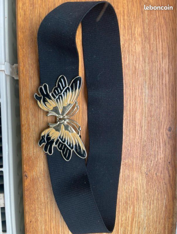 Ceinture élastique Noire Caveletti - Taille 46 - Cuir - Occasion