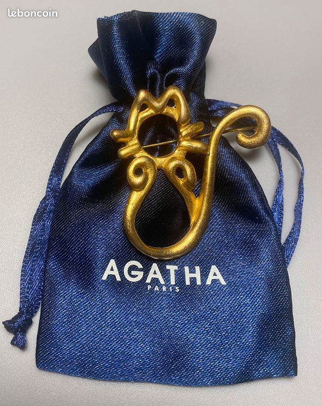 Broche Dorée Agatha Paris 1990 - Modèle Feuille, 5 Cm, En Alliage Métallique, Occasion En Excellent état