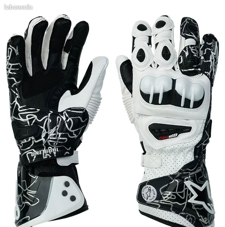 Gants moto Alpinestars GP‑PRO R3 taille XL cuir course noir‑blanc neuf (image 1)
