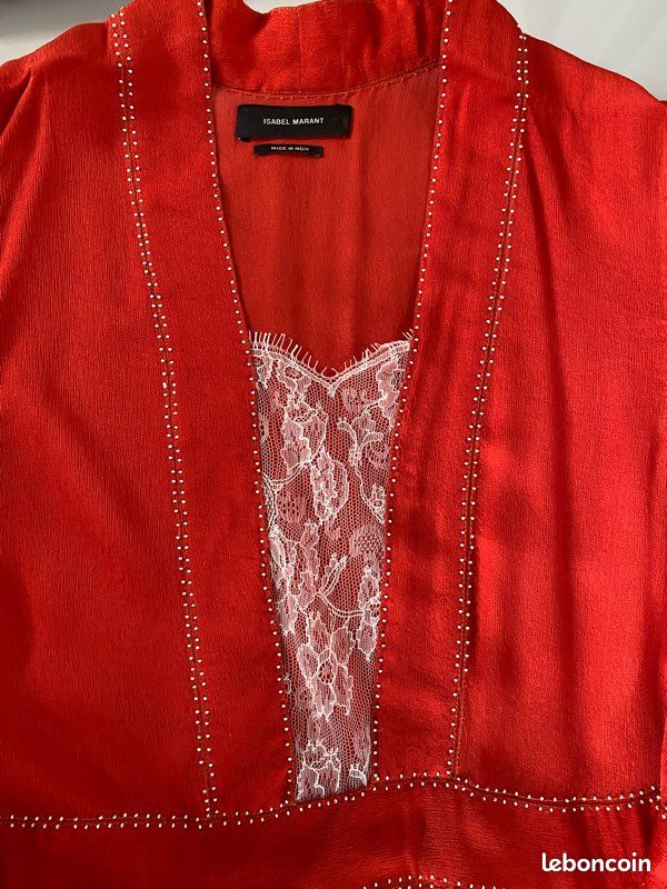 Robe longue Isabel Marant en soie rouge (image 8)