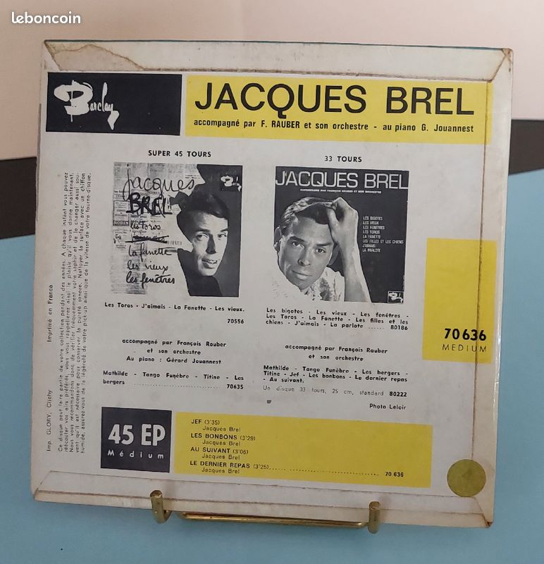 45T vinyle, Jacques Brel "Jef" etc (image 2)