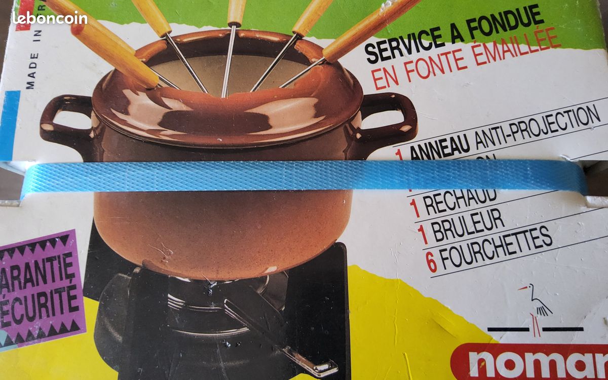 Superbe Service à Fondue NOMAR En Fonte Naturelle – Fabrication Française, Couleur Orange éclatant