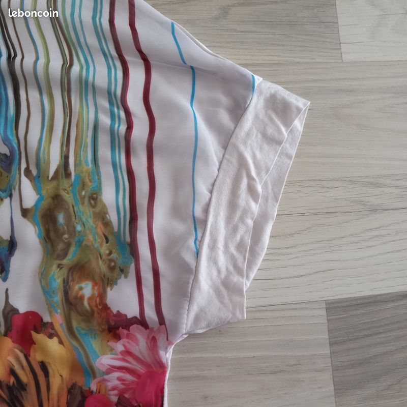 T-shirt femme blanc imprimé Made In Italy taille 38 (image 3)