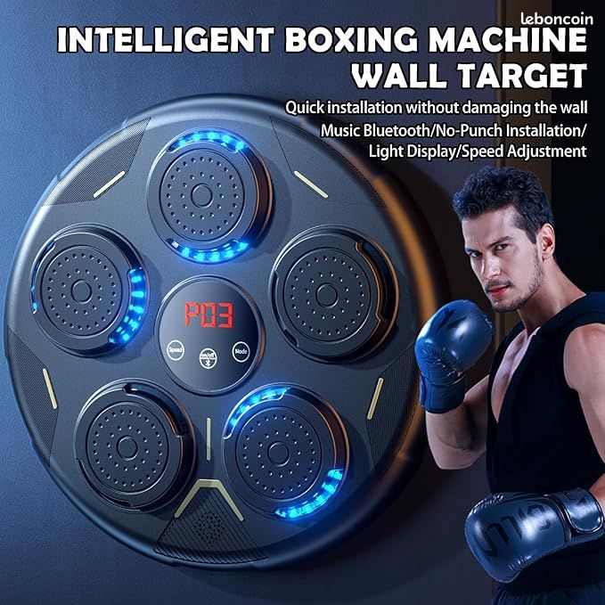 Acheter Machine de boxe musicale à montage mural, boxeur musical Bluetooth, électronique, mise au point intelligente, entraînement d'agilité, boxe, cible murale, coussinets de frappe