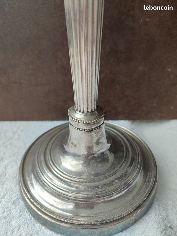 Bougeoir directoire en bronze argenté (image 4)
