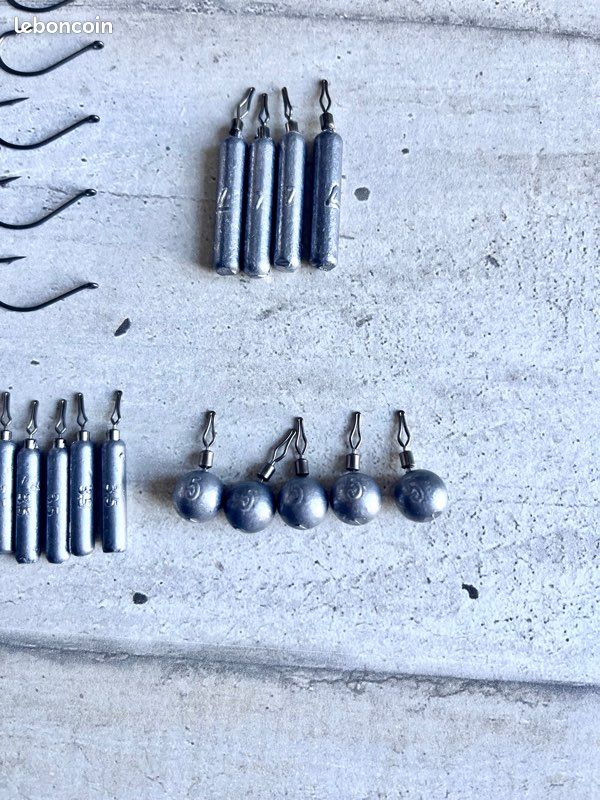 Lot de 15 plombs drop shot + 5 hameçons simple pêche leurre (image 3)