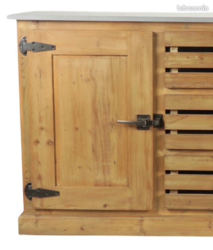 Buffet d'atelier en bois naturel dessus Métal - Livraison OFFERTE (image 4)