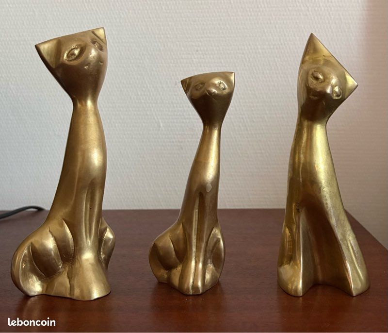 Figurines de chats en laiton vintage (image 3)