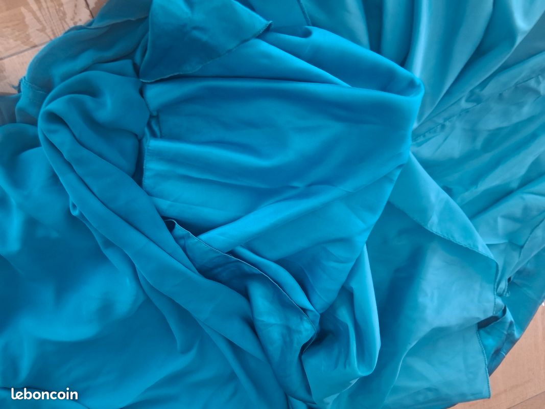 Robe de soirée JUJU & CHRISTINE Bleu Paon Dentelle + Châle - Taille M 38/40 (image 19)