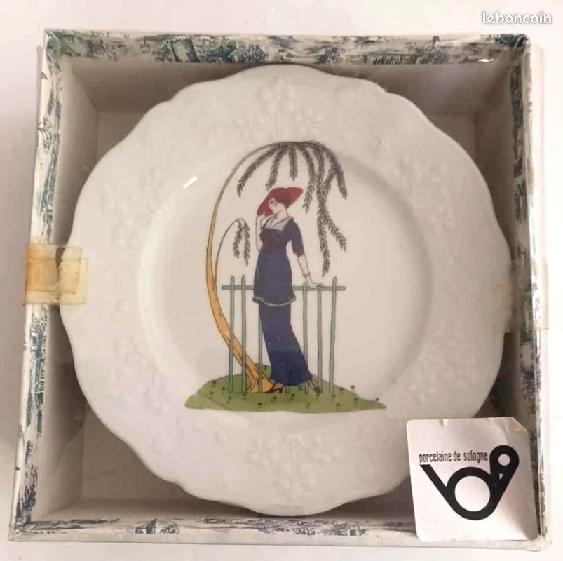 Lot De 6 Assiettes à Dessert Porcelaine Liberty Bell 1776 - Décor Américain, Bleu, Occasion