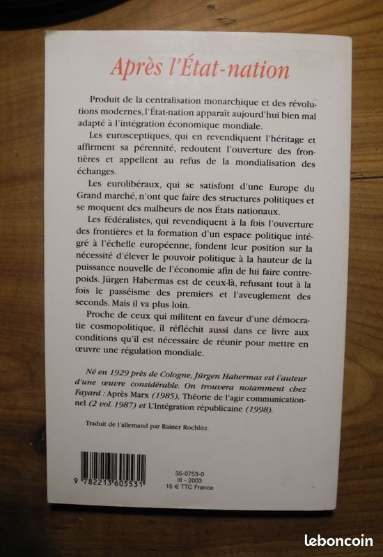 Après l'Etat-nation (Jürgen Habermas) (image 2)