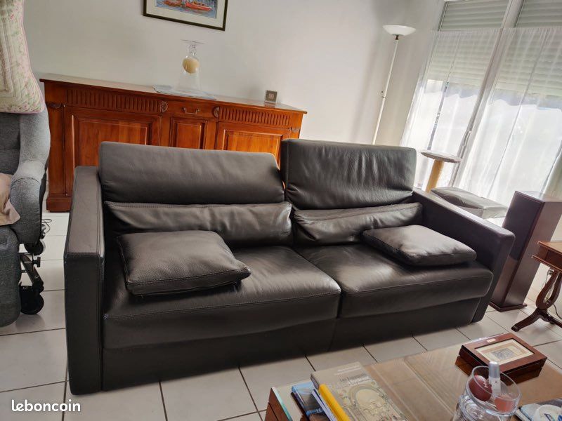 Canapé 3 Places Roche Bobois Rouge Cuir – État Neuf (jamais Servi)