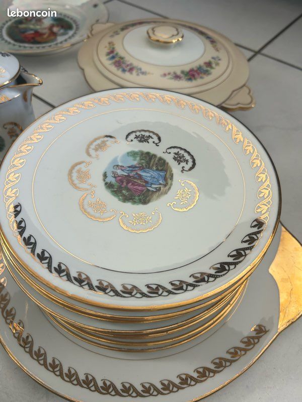 Service porcelaine française motif fragonard (image 6)
