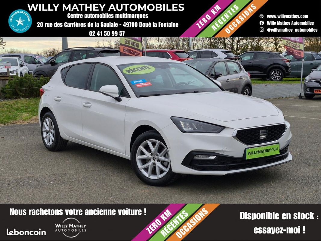 Seat leon 2.0 diesel 150 boite automatique camera de recul + radar av/arr + carplay + full led (image 1)