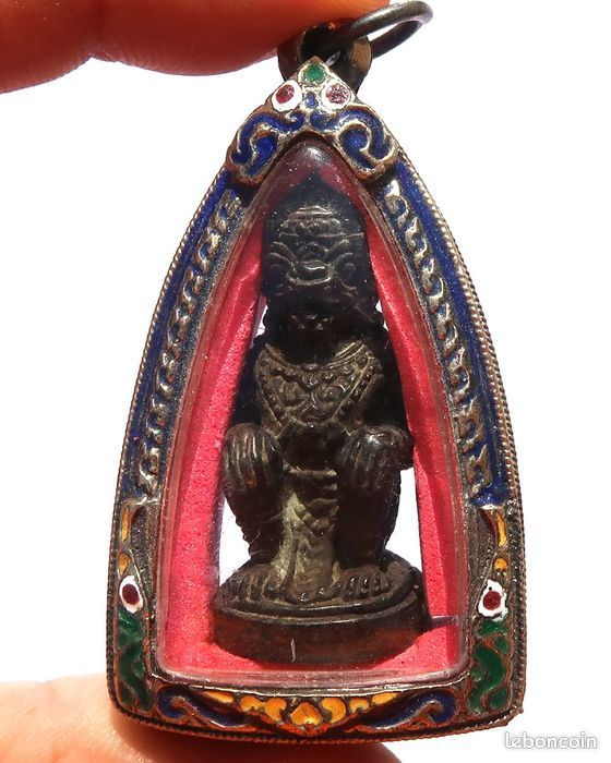 Grande amulette de protection - Monastère de Thaïlande - Province de Kanchanaburi - Métal ouvragé - (image 5)
