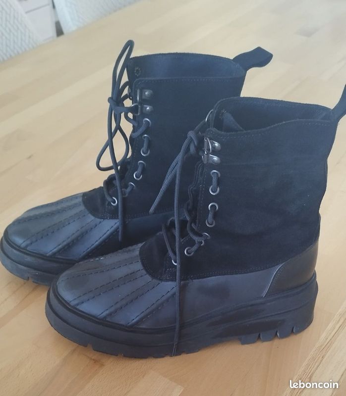 Bottines à plateau noire Selected modèle Audrey à lacet - bi-matière - T39 (image 4)