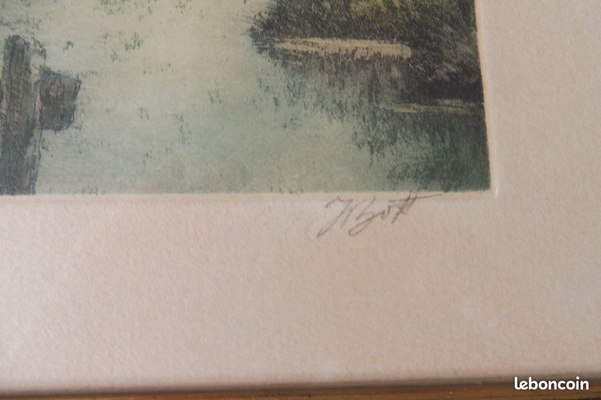 Eau forte colorée signée "J. Bott " (image 2)