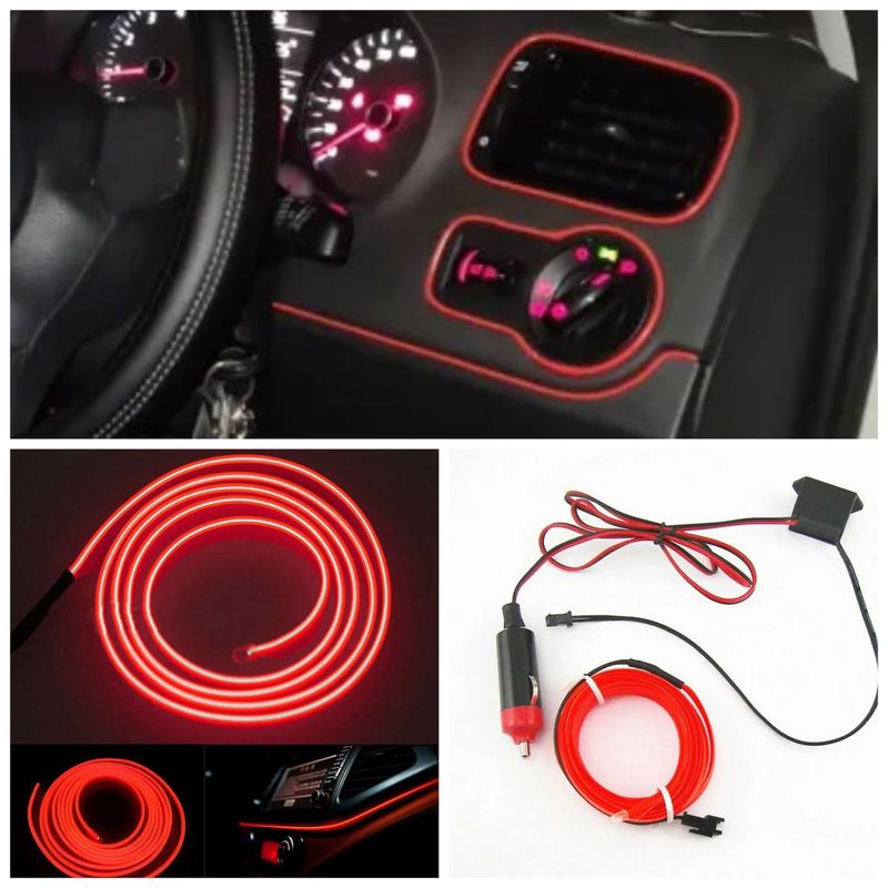 Bande Lumineuse LED 12V « Rouge style Audi » Éclairage ambiance Voiture -  Neuf 2 mètres - Équipement auto