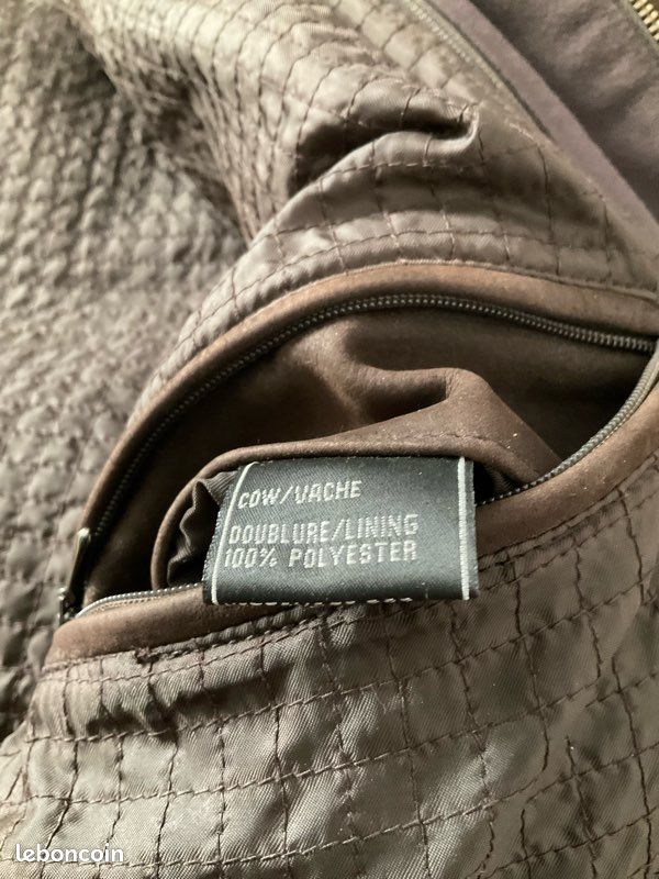 Veste cuir homme, marque Olly Gan, couleur marron, taille