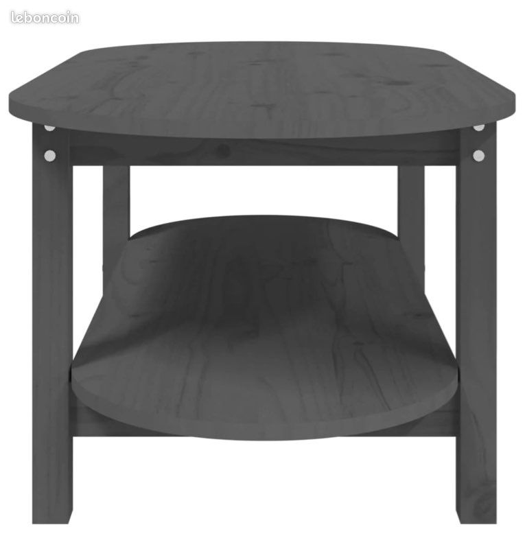 Table basse Gris 110x55x45 cm Bois massif de pin (image 2)