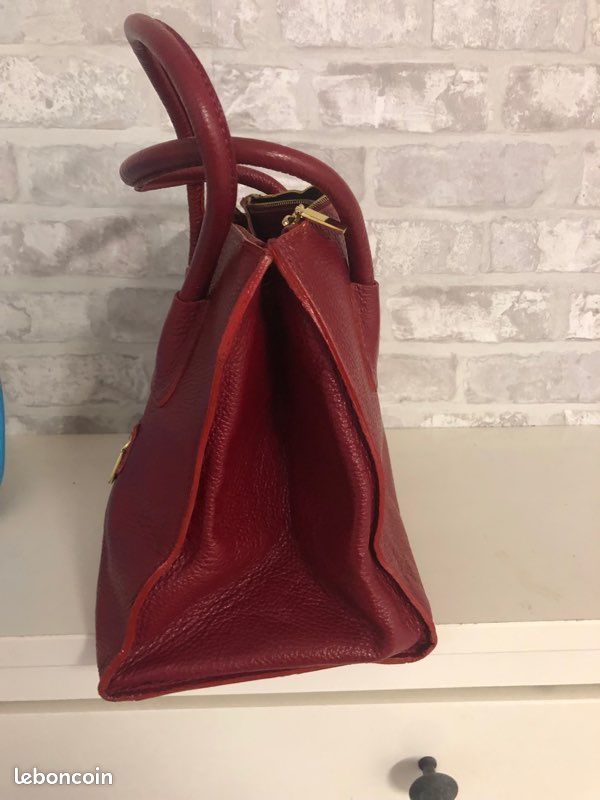 Sac cuir rouge genuine leather (image 3)
