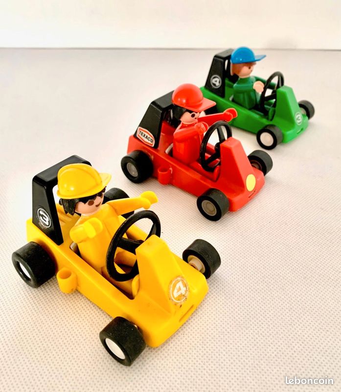 Playmobil vintage - Go Kart de Texaco : lot de 3 voitures de karting 3523 (image 1)
