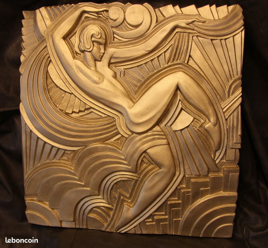 Grand Bas-relief Art Déco Danseuse Folies Bergère - D'après Maurice Picaud, Plâtre