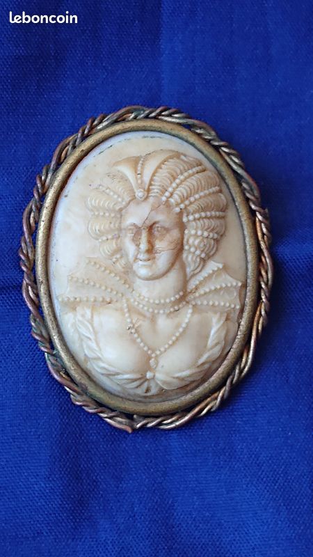 Broche Vintage Camée Photo Beauté - Broche Ancienne Style Or Fenical