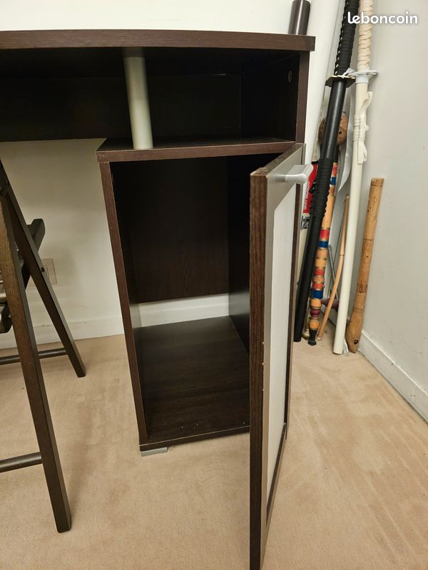 Bureau moderne marron foncé avec rangements - 140x60x76 cm (image 4)