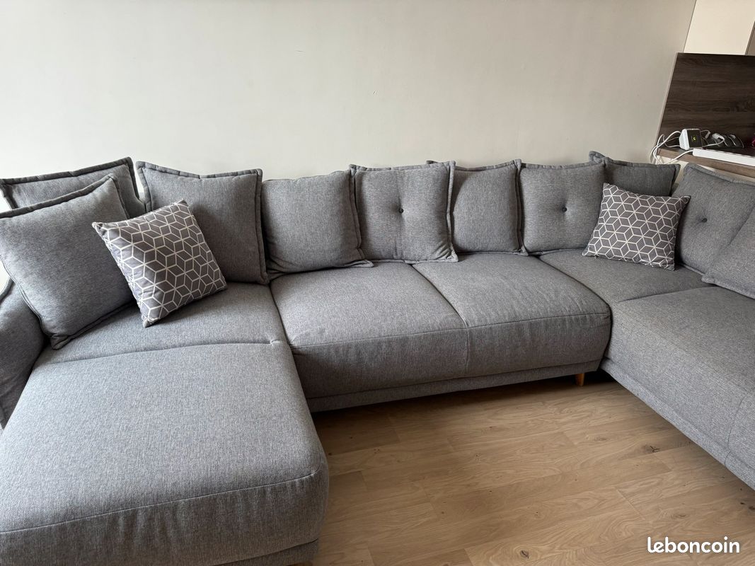 Canapé convertible gris (image 2)