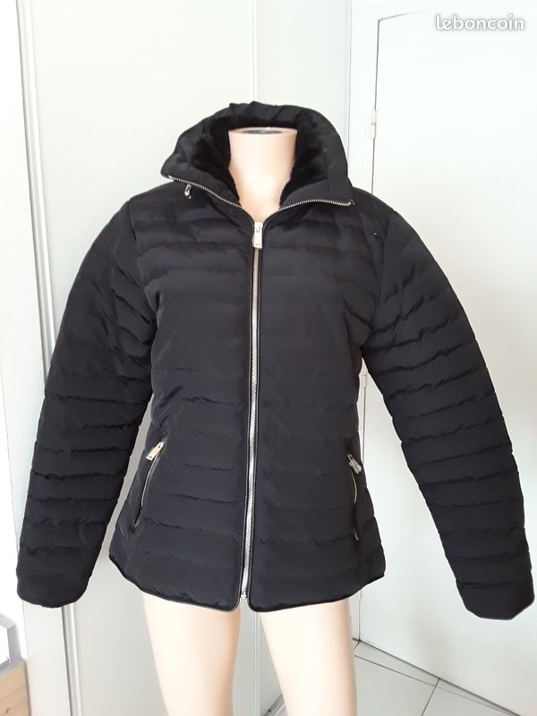 Blouson noir matelasse (image 1)