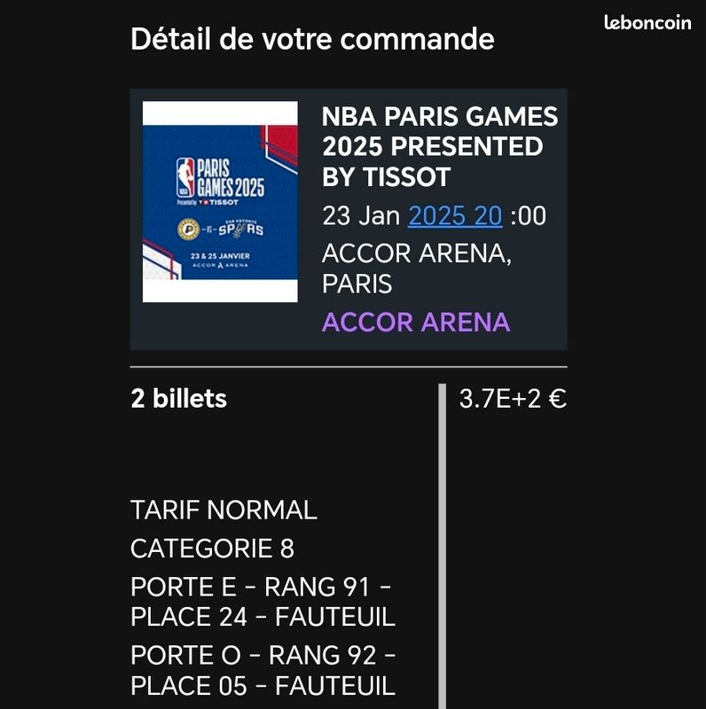 NBA Paris Games 2025 jeudi 23 janvier Collection