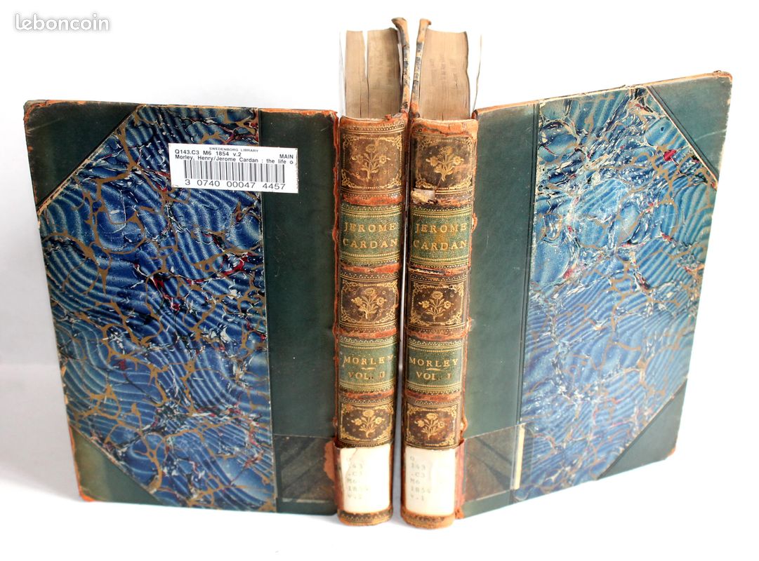 RARE EDITION ORIGINALE en ANGLAIS TOME 1 + 2 /2 JEROME CARDAN LIFE OF  GIROLAMO CARDANO OF MILAN PHYSICIAN by MORLEY 1854 - Livres