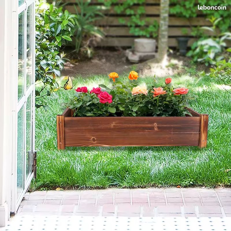 Jardinière surélevée en Bois - Trous de Drainage, Tissu non tissé - pour Plantes, Fleurs, Légumes - effet bois naturel - Outsunny