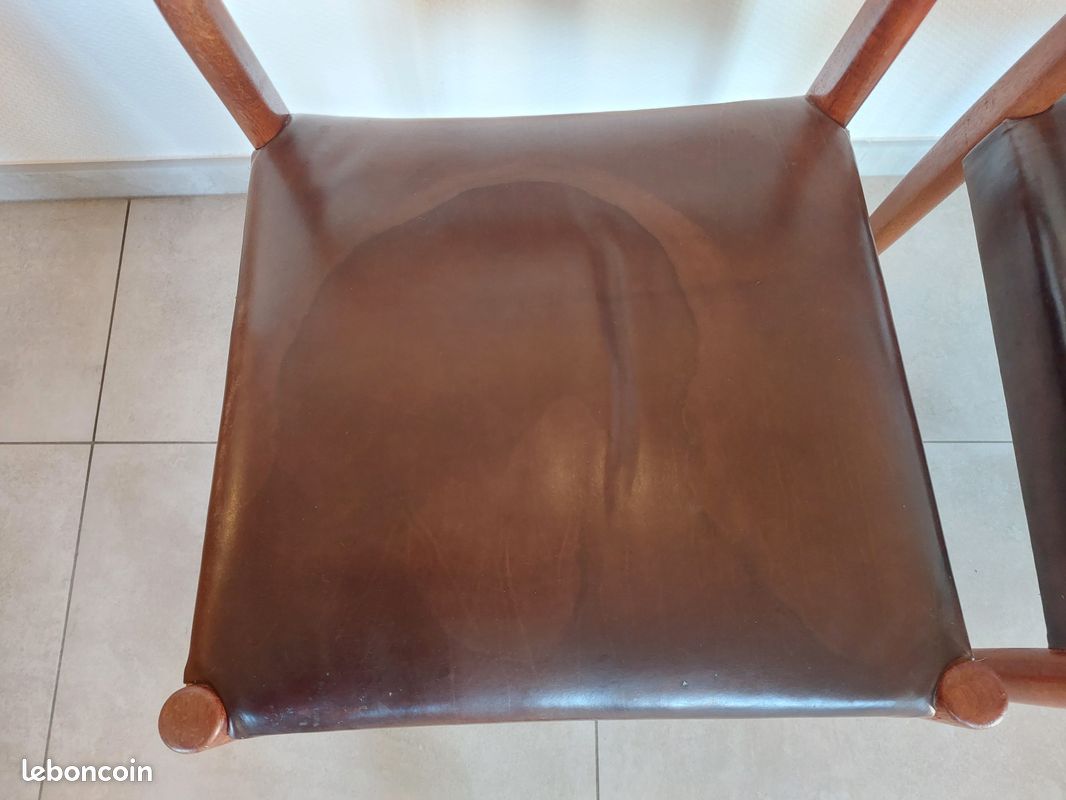 2 chaises Fristho Franeker, scandinaves, teck et cuir (image 5)