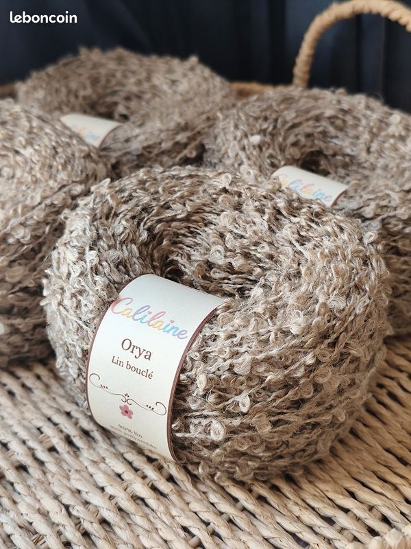 4 pelotes lin bouclé beige naturel - total 600m (image 1)